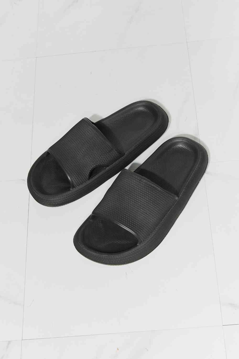 Arms Around Me Open Toe Slide in Black
